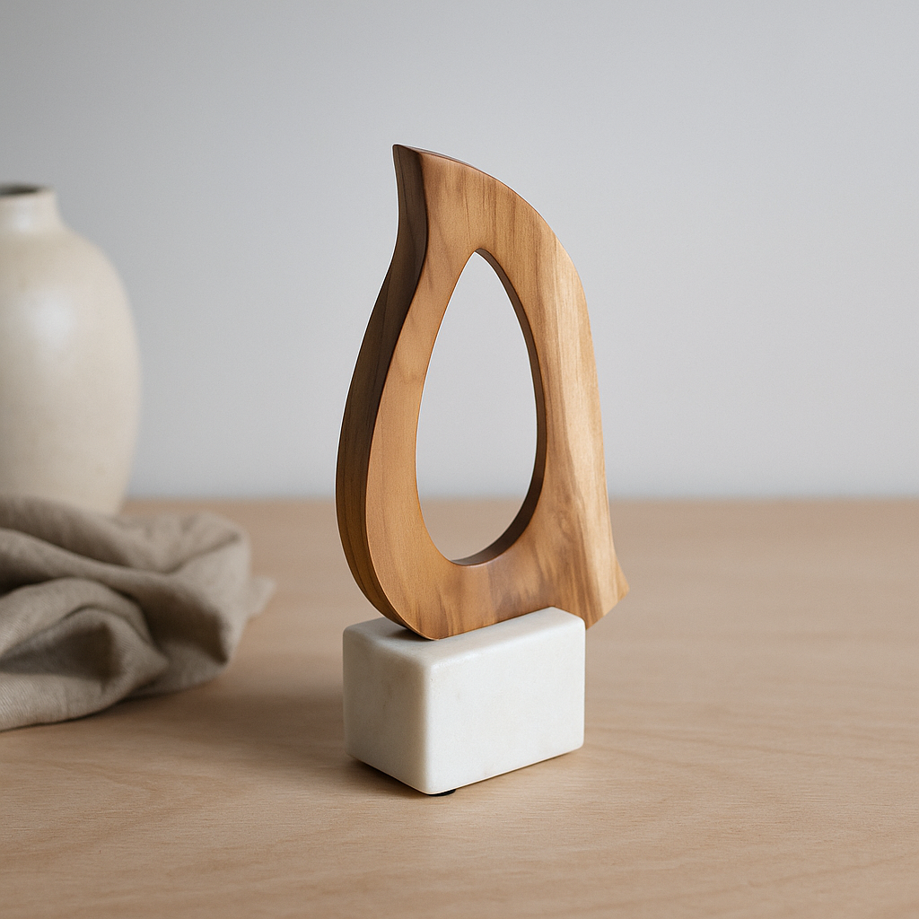 Gleemium Minimalist Hand-Cut Wood & Marble Accent Dove