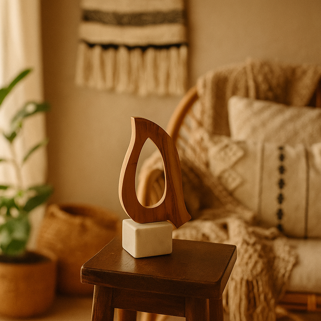 Gleemium Minimalist Hand-Cut Wood & Marble Accent Dove