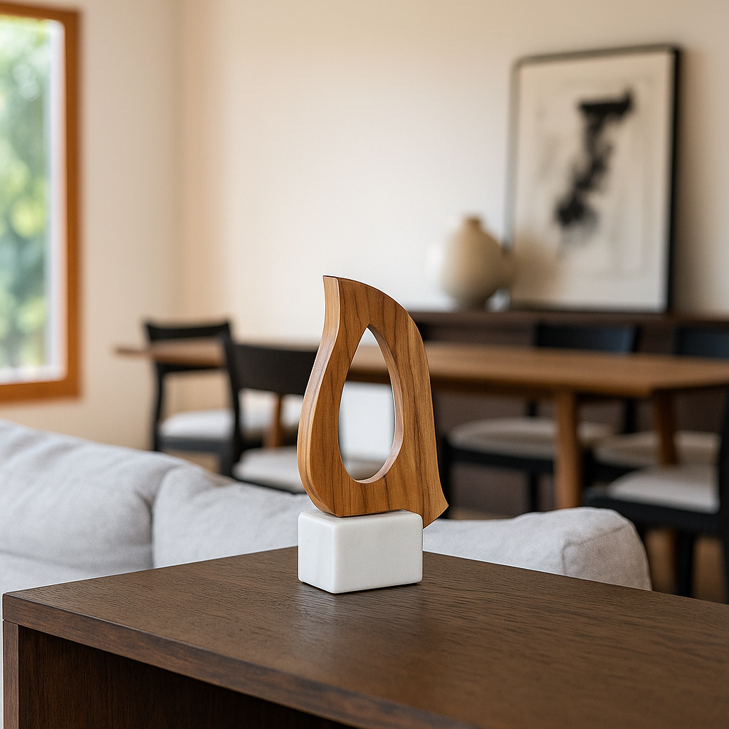 Gleemium Minimalist Hand-Cut Wood & Marble Accent Dove