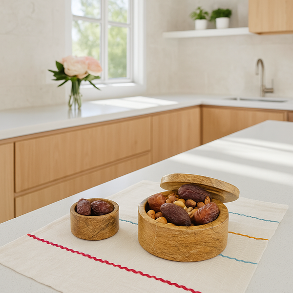 Marble Snack Bowls | Hand-Carved Earthy Set of 2 with Lids