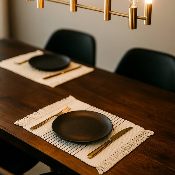 Minimal Cotton Placemats | Handwoven Artisan Set of 4 Dining Mats