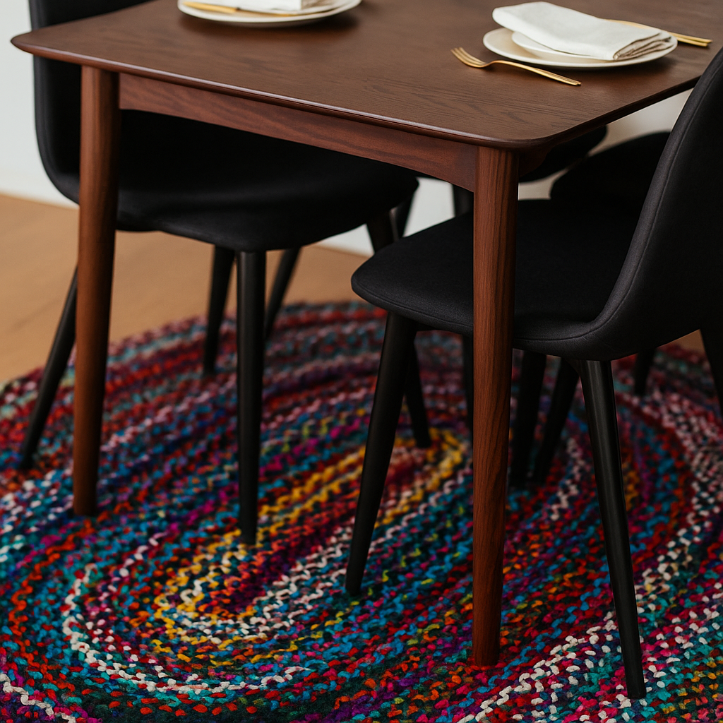 Handwoven Upcycled floor Cotton Rug – Multicolor