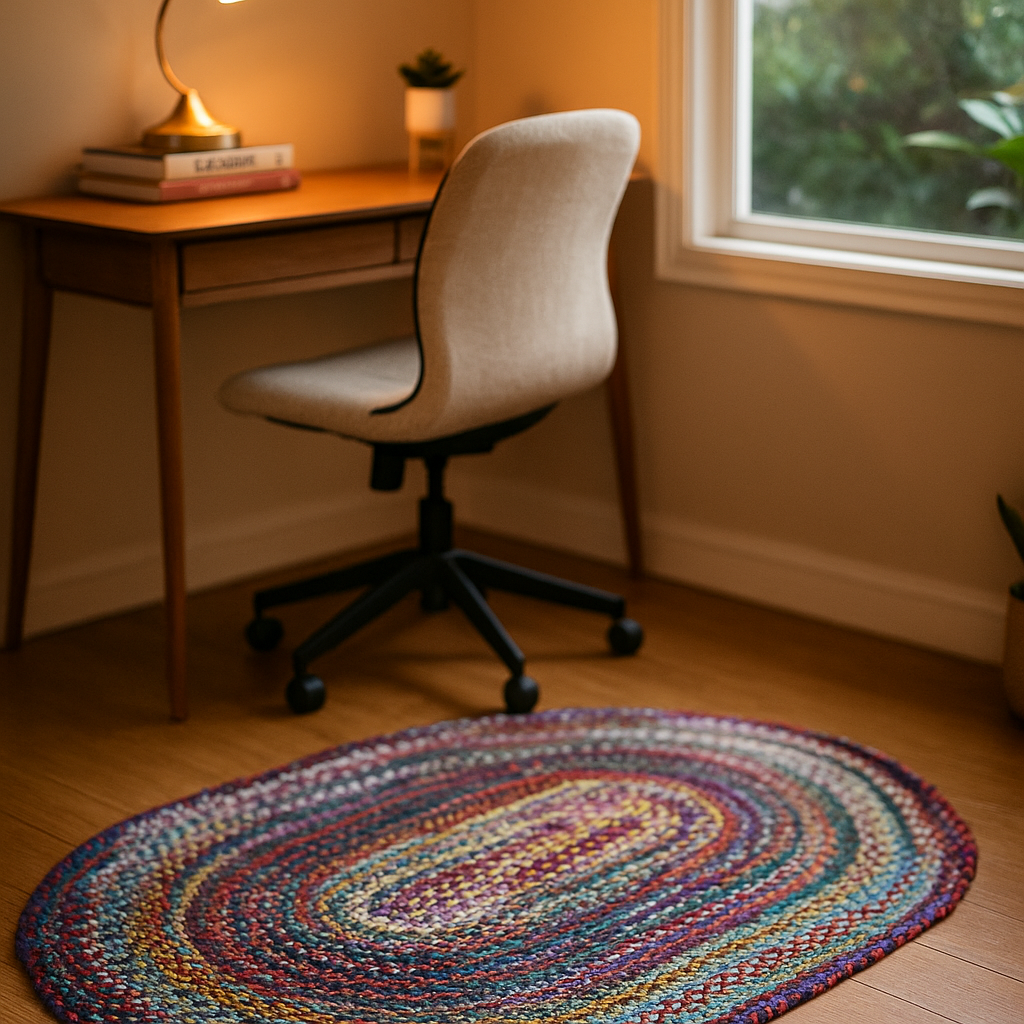 Handwoven Upcycled floor Cotton Rug – Multicolor