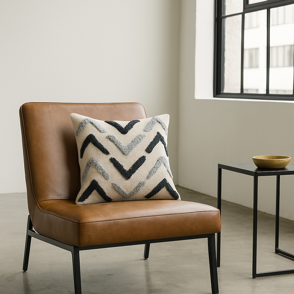 Arrow Tufted Grayscale Cotton Cushion Cover - Gleemium