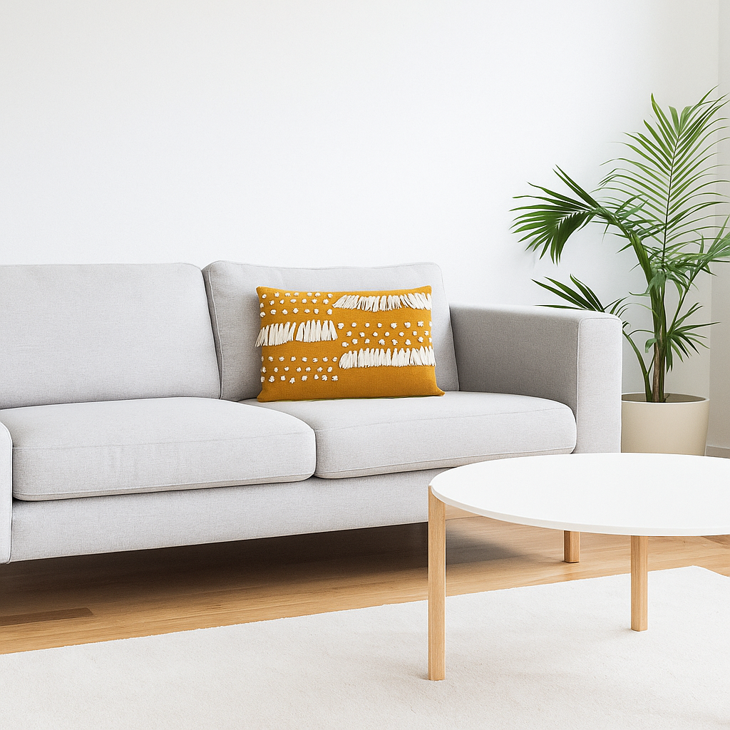 Monotone lumbar cushion cover concealed zip detail
