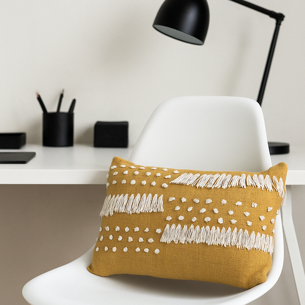 Monotone Lumbar Cushion Cover | Soft Cotton Boho Decor