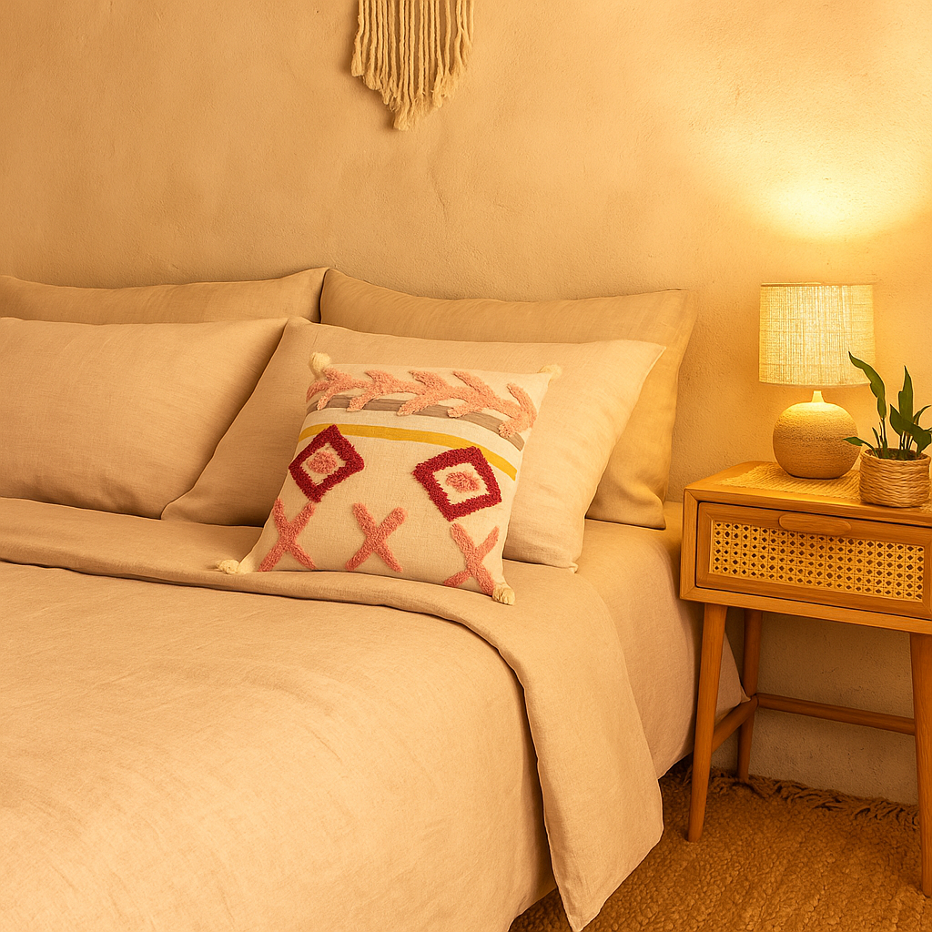 Geometric tufted cushion full view
