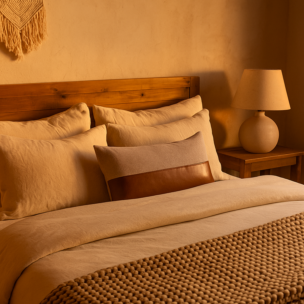 Leather lumbar cushion cover at an angle