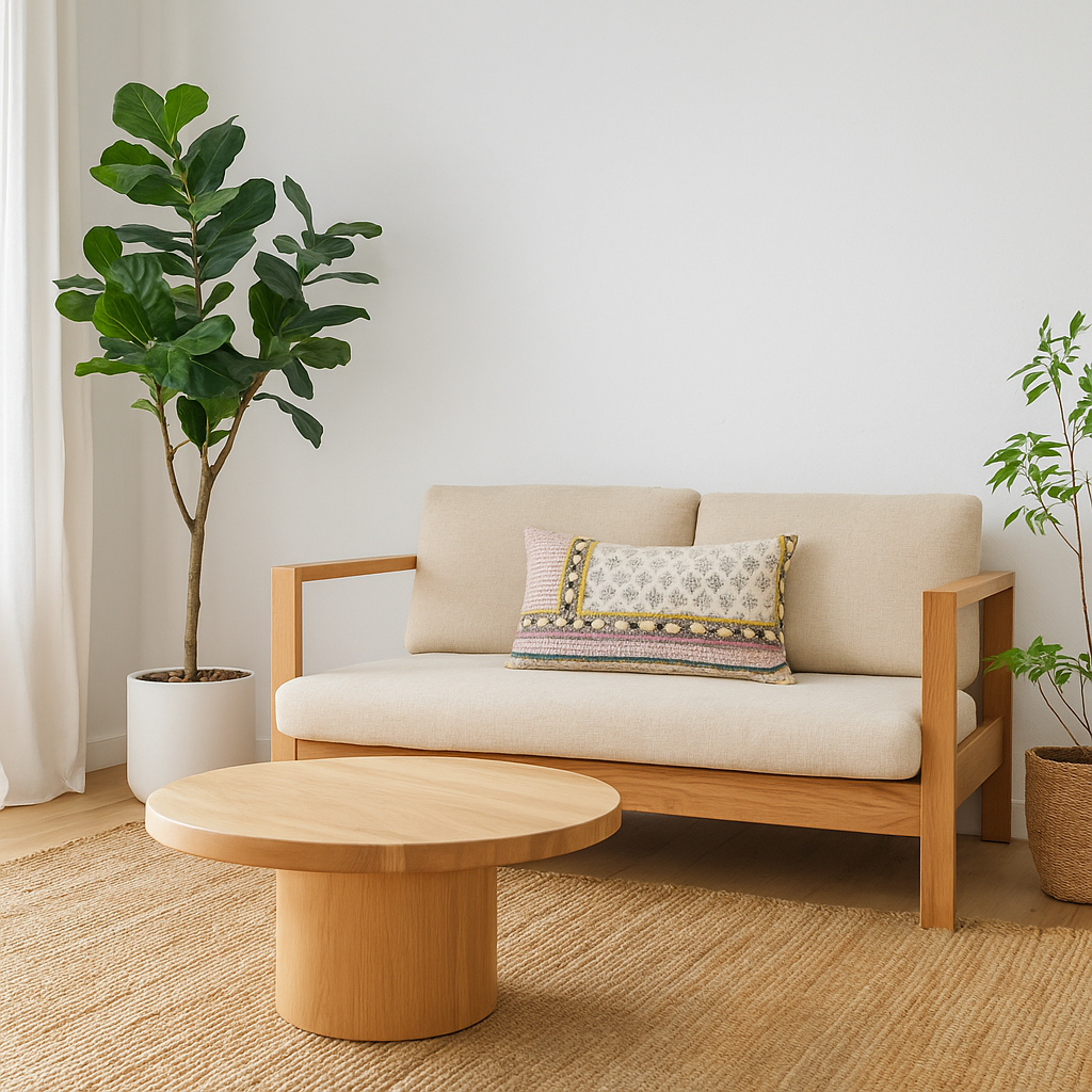 Block Printed Geometric-Floral Lumbar Cotton Cushion Cover -  Gleemium Home Decor Shop Australia