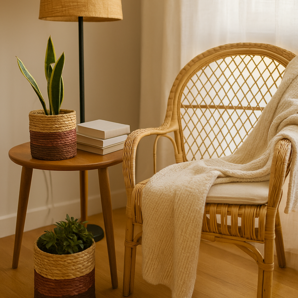 Earthy Sabai Grass Handwoven Planters – Set of 2