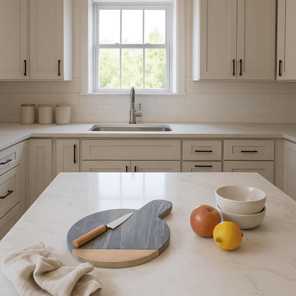 Round Wooden &amp; Stone Chopping Board
