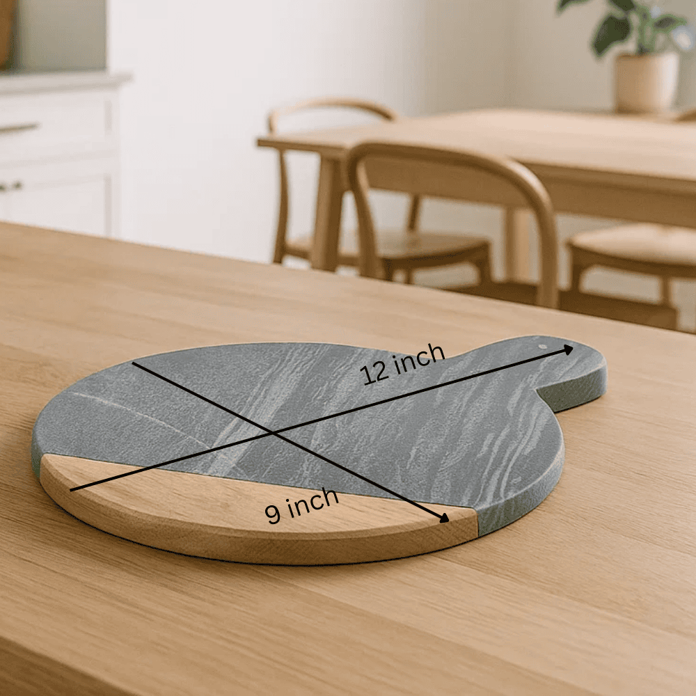 Round Wooden &amp; Stone Chopping Board