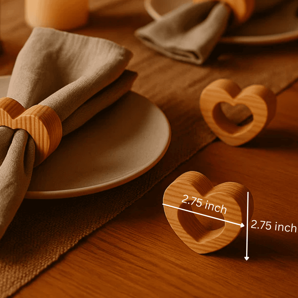 Heart Cut-Out Mango Wood Napkin Rings