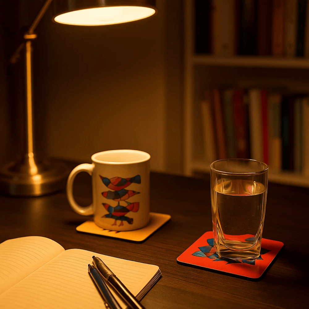 Madhubani Fish Laser Cut MDF Coasters