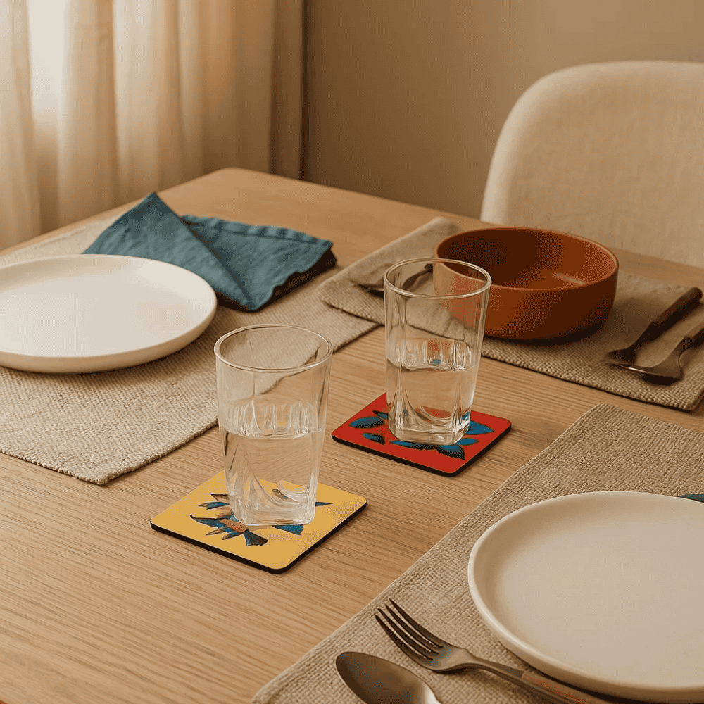 Madhubani Fish Laser Cut MDF Coasters