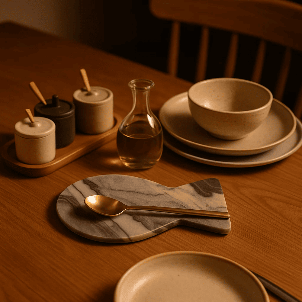 Fish-Shaped Grey Marble Spoon Rest