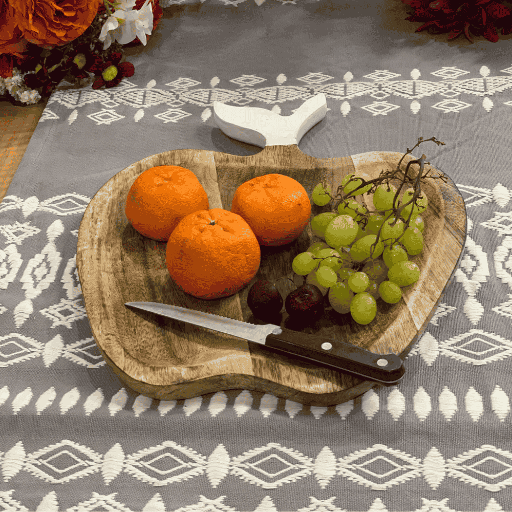Hand Cut Mango Wood Apple Tray – Rustic Serveware