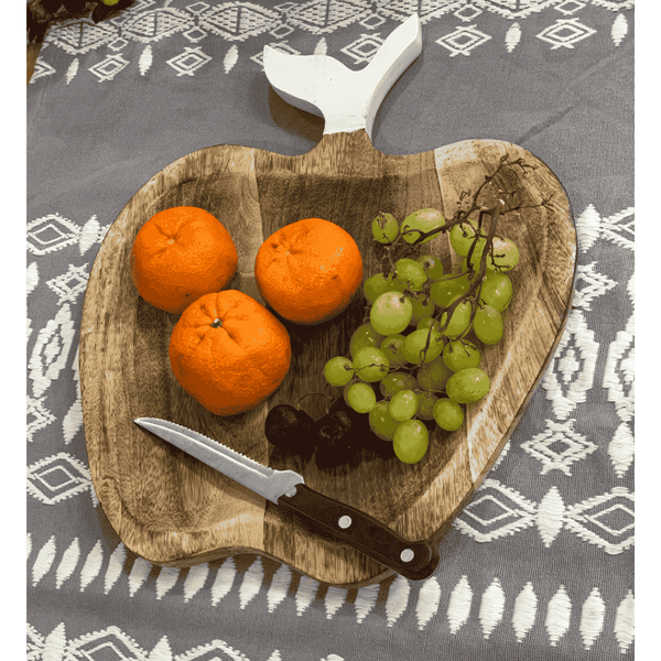 Mango Wood Apple Tray | Hand Cut Rustic Wooden Serveware