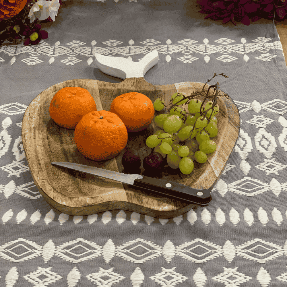 Hand Cut Mango Wood Apple Tray – Rustic Serveware