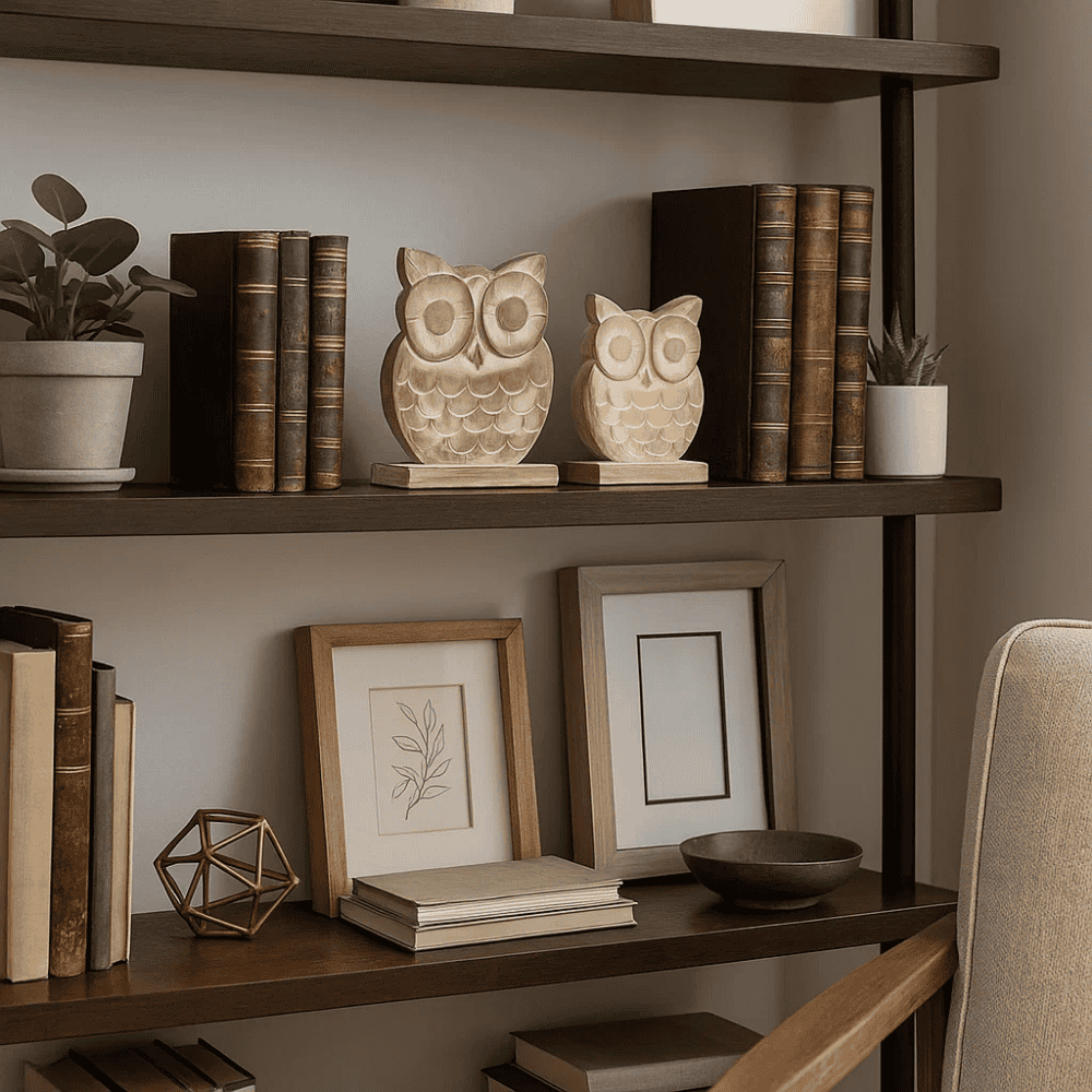 Handcarved Wooden Owl Decoratives