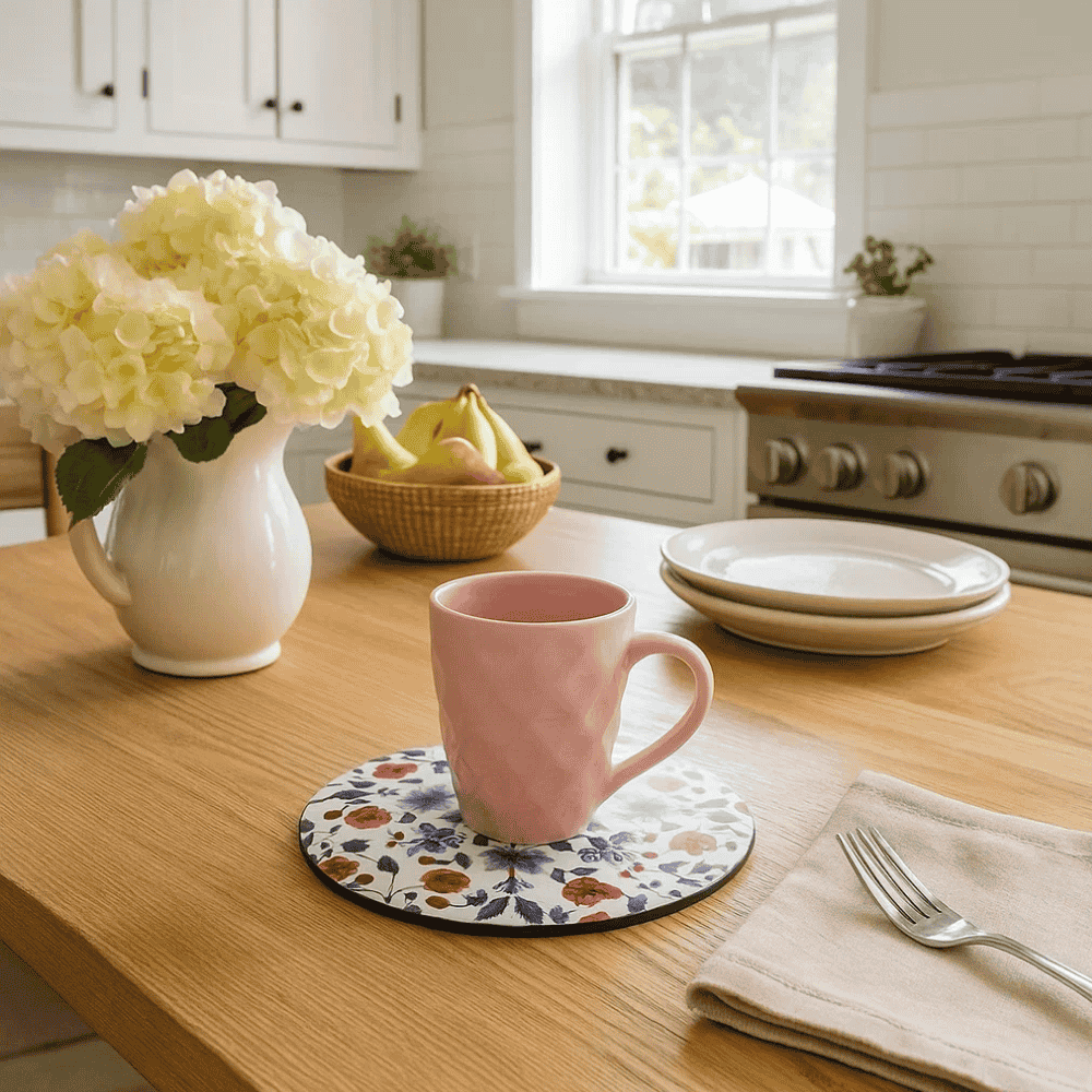 Vibrant Floral Laminated MDF &amp; Cork Trivet
