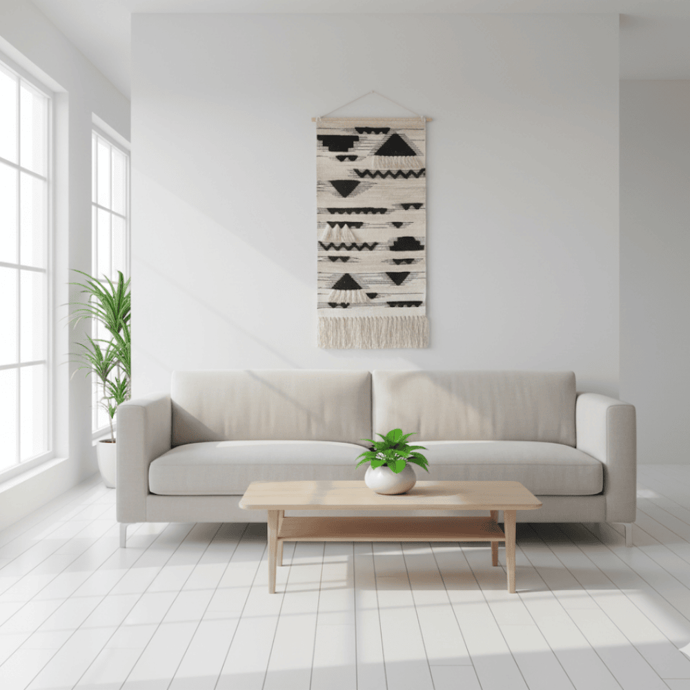 Abstract Tribal Wool Wall Hanging – Handwoven Boho Decor