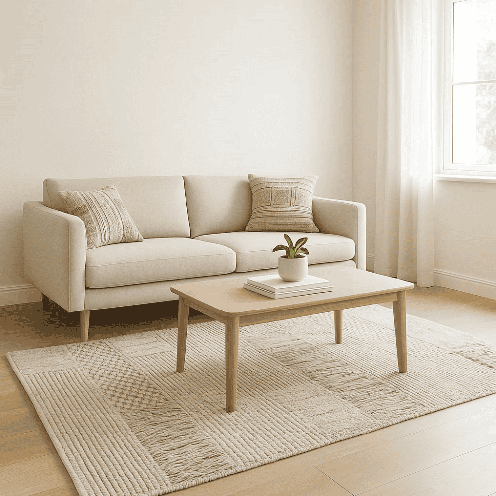 Handmade Woven Cotton Rug – Neutral Flat Woven Rug