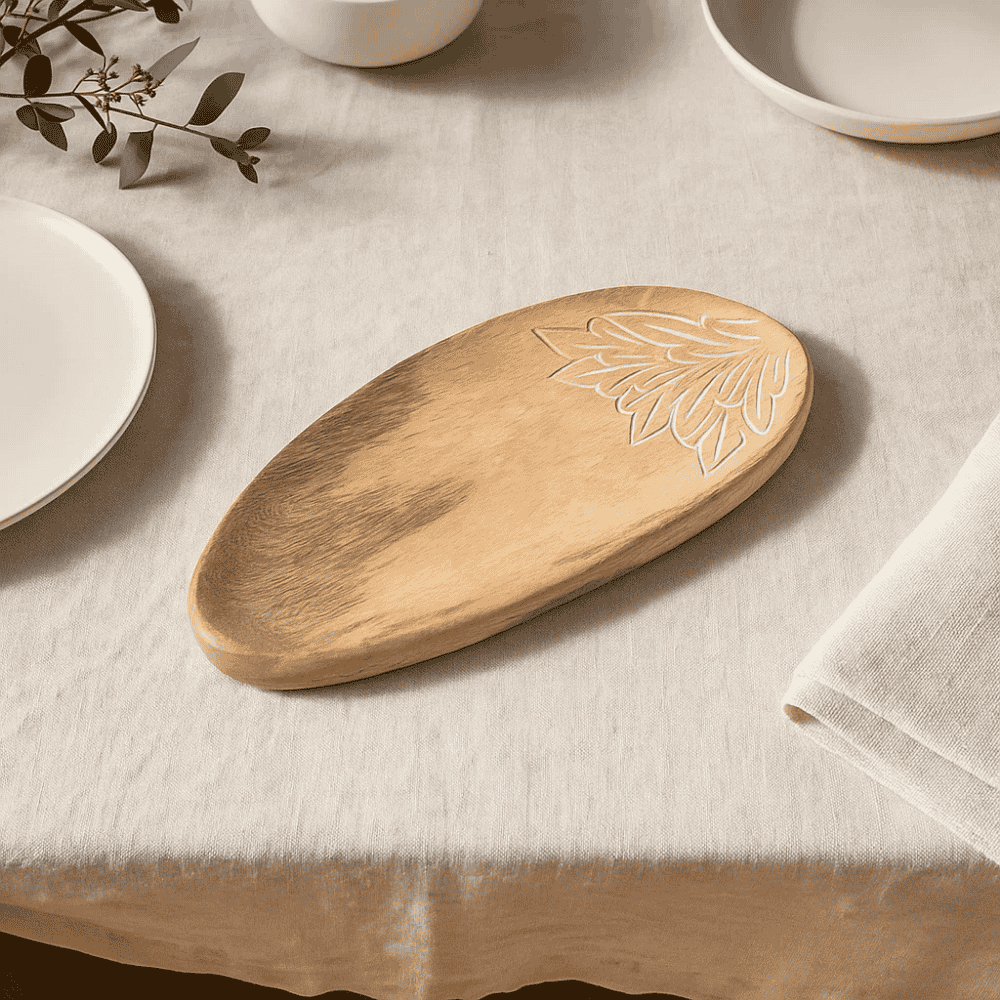 Classic Mango Wood Serving Platter – Handcut Rustic Tray