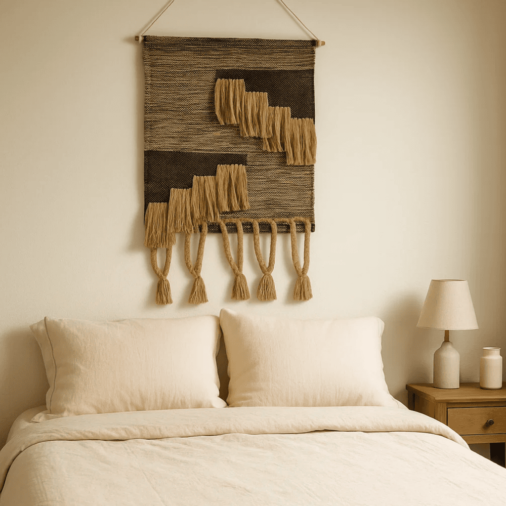 Handwoven Cotton Wall Hanging – Braided Boho Decor