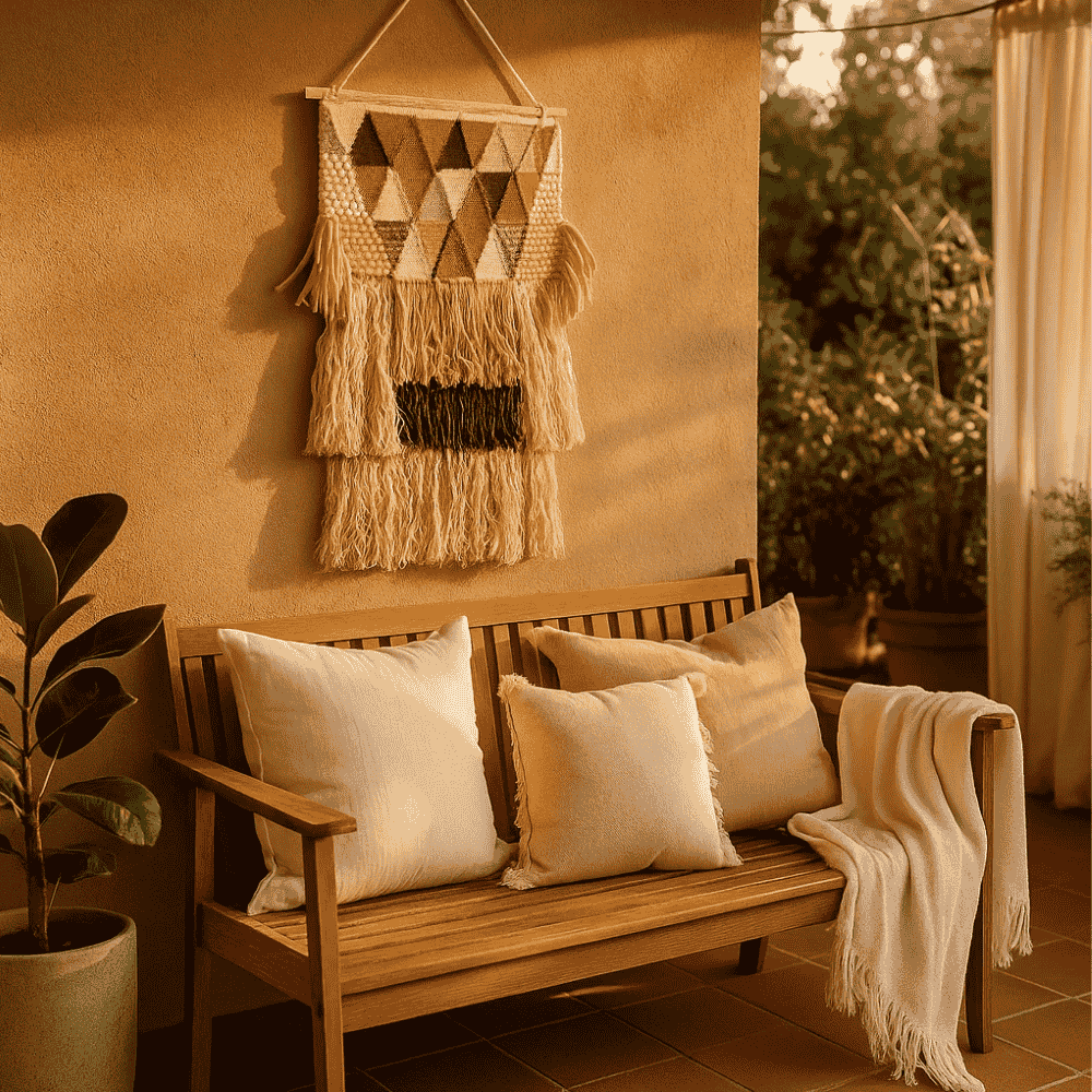 Art Deco Wool Wall Hanging – Layered Fringe Boho Decor