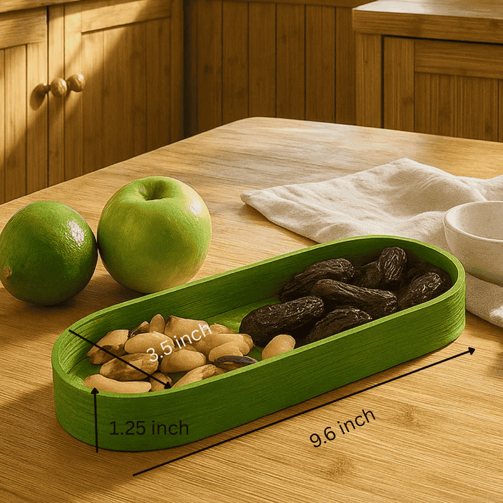 Handwoven Green Bamboo Tray – Eco-Friendly Artisan Decor