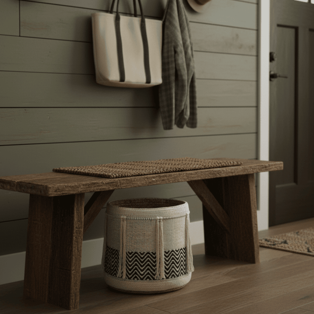 Handwoven Cotton &amp; Jute Storage Basket (small)