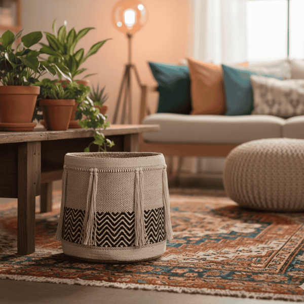 Small Storage Basket | Cotton Jute Boho | Gleemium