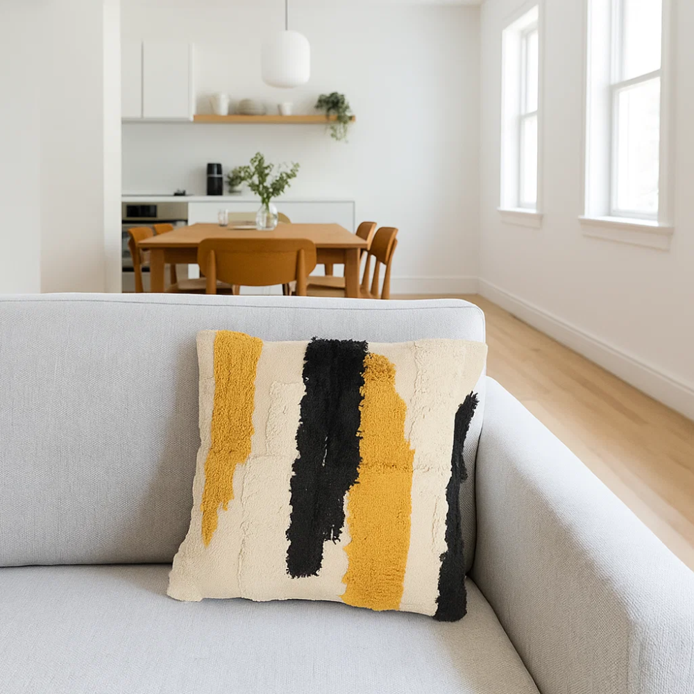 Tufted Multicolor Abstract Cushion Cover – Handwoven Cotton Cushion Cover