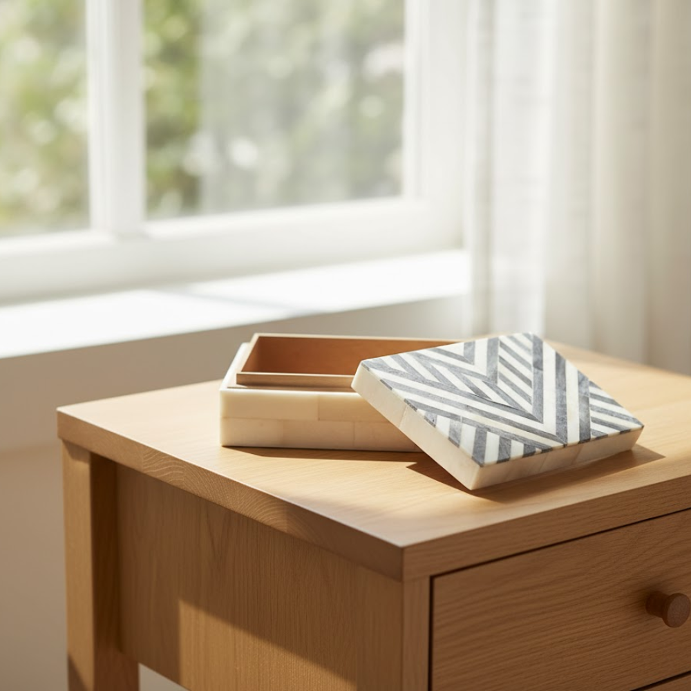 Art Deco Natural Bone & MDF – Trinket Box