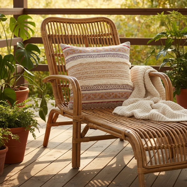 Block Printed Striped Cushion Cover | Cotton Boho Decor