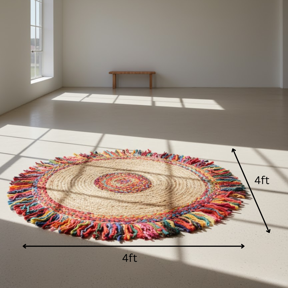 Hand-Braided Cotton Jute Rug – Upcycled