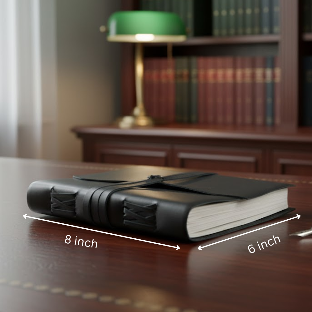 Hand Cut & Bound Leather Diary – Handmade Leather Journal with Recycled Paper Pages