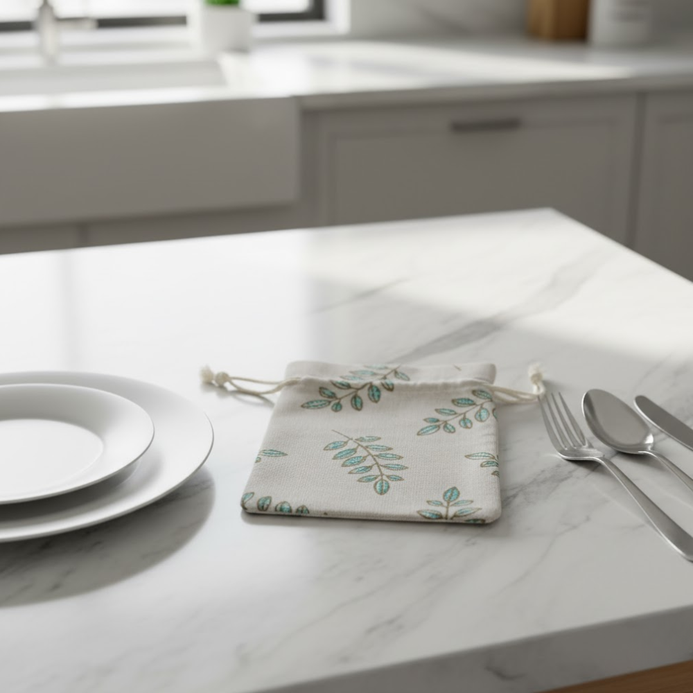 Screen Printed Pentacle Motif Cotton Napkin – Artisan Cotton Table Linen with Bold Pentacle Design