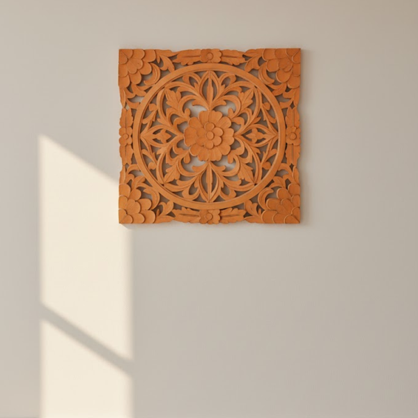 Tangerine Wall Medallion | Distressed MDF Carved Boho Decor