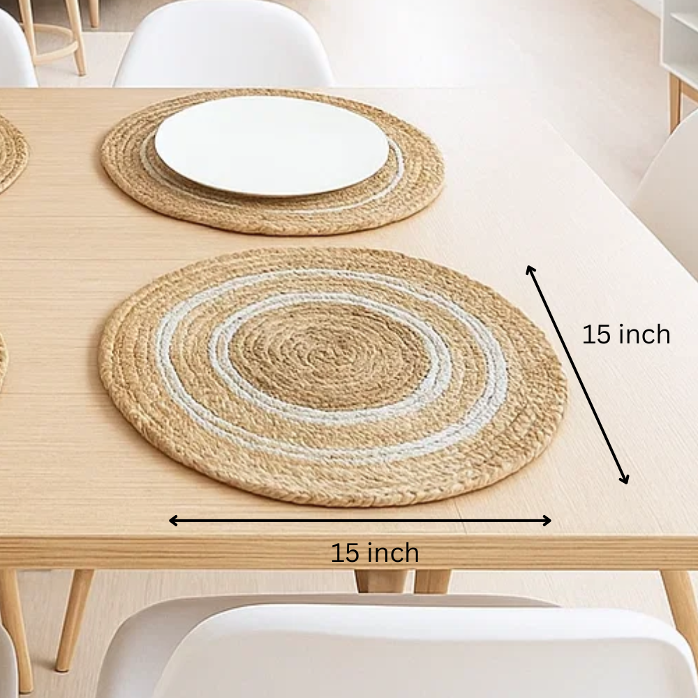 Hand Jute Braided Placemats (Set of 4) – Eco-Friendly Natural Dining Table Mats