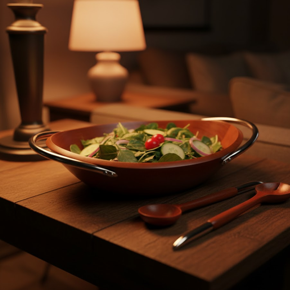 Light Mango Wood Bowl and Spoons Set – Handcrafted