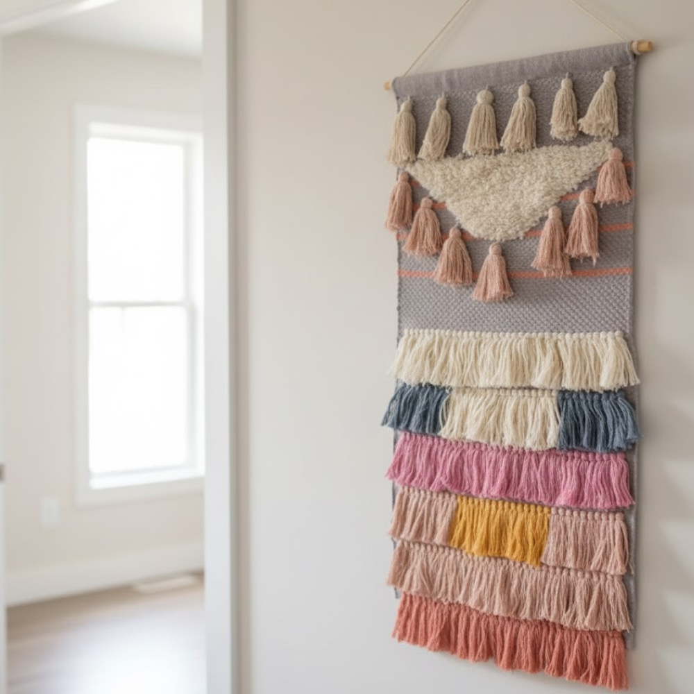 Handwoven Wool & Cotton Pastel Pop Wall Hanging