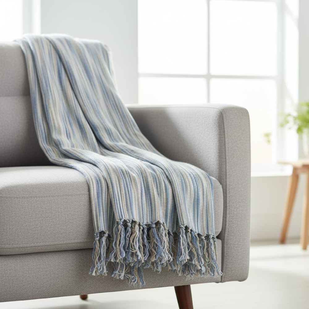 Striped Abstract Cotton Throw Blanket – Artistic Comfort