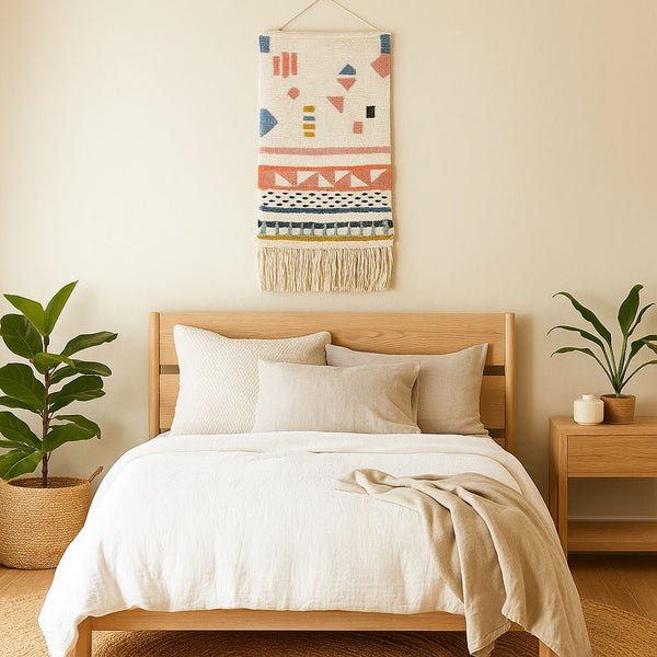 Large Tufted Wool Wall Hanging | Statement Handwoven Boho Decor