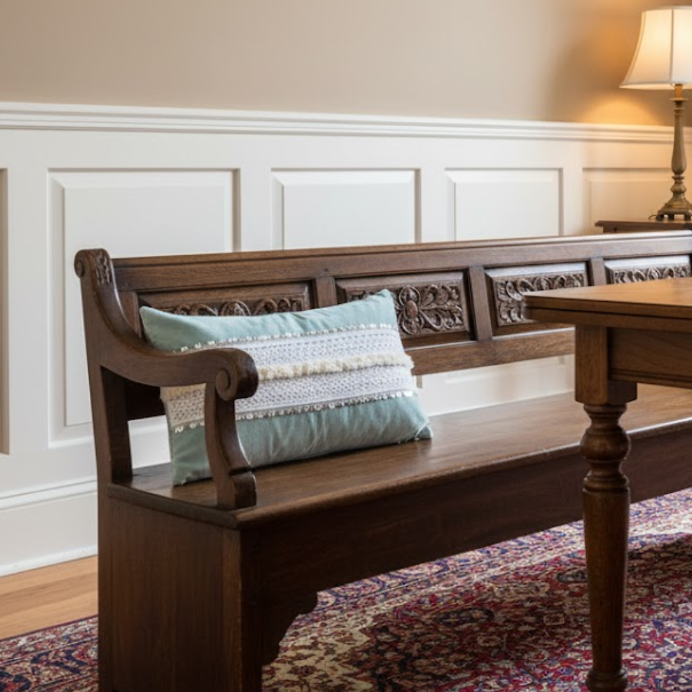 Lace & Sequin Embellished Powder Blue Lumbar Cotton Cushion Cover – Handcrafted Sofa Cushion Cover