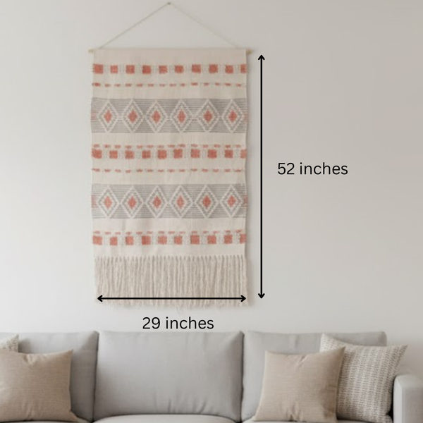 Terra Wool and Cotton Wall Hanging | Handwoven Geometric Boho Decor
