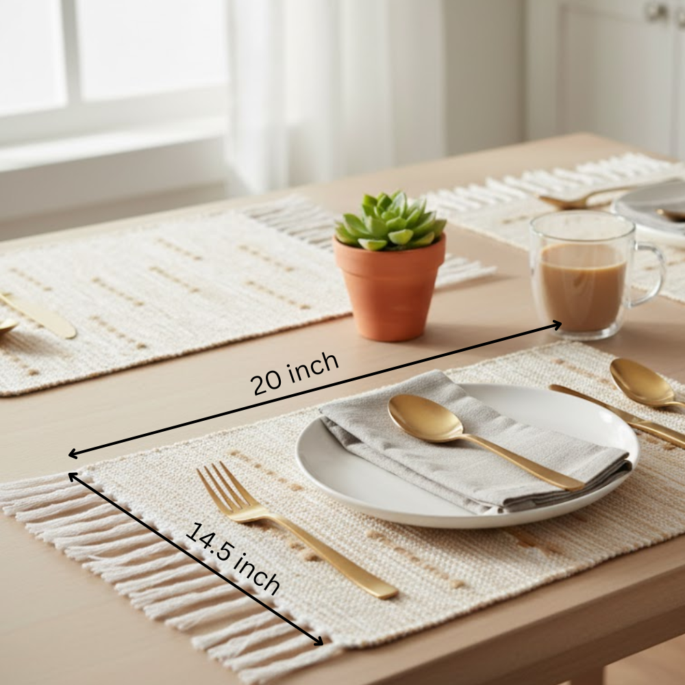 Handwoven Cotton Neutral Bisque Placemats (Set of 4) – Artisan Cotton Table Placemats