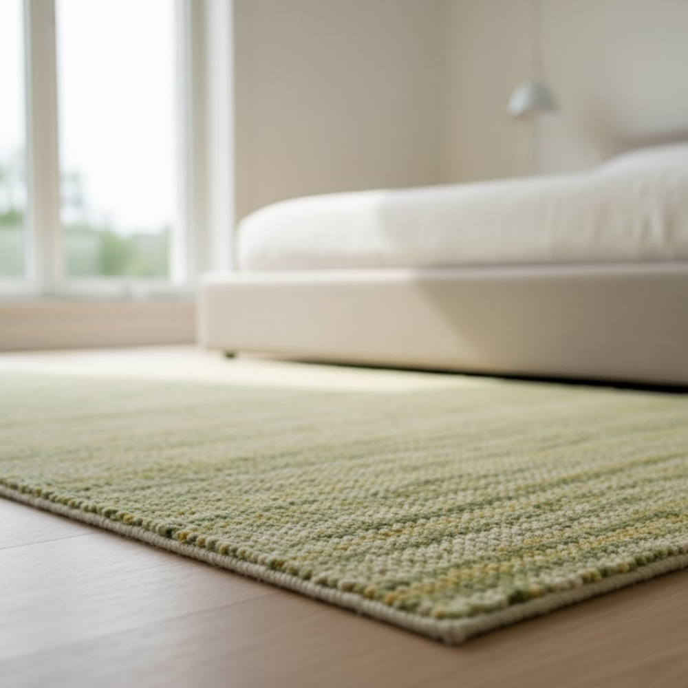 Handwoven Woolen Lime Rug – Artisan Organic Wool Rug in Lime Citrine