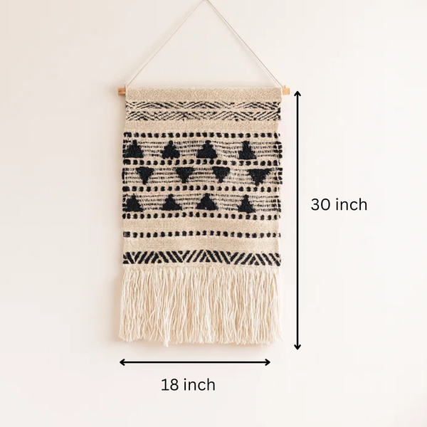 Textured Wool and Cotton Wall Hanging | Handwoven Boho Decor